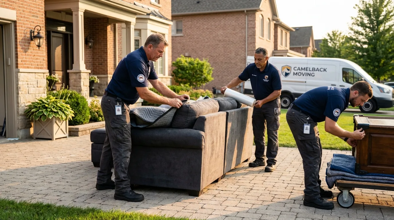 Large estate moving crew wrapping furniture in Chapin, SC